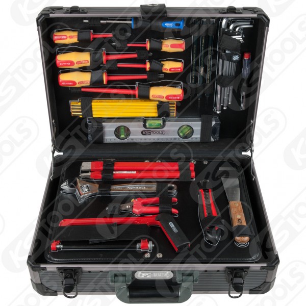 KS-Tools 1/4 + 1/2“ Elektriker-Werkzeugkoffer, 128-tlg., 911.0628